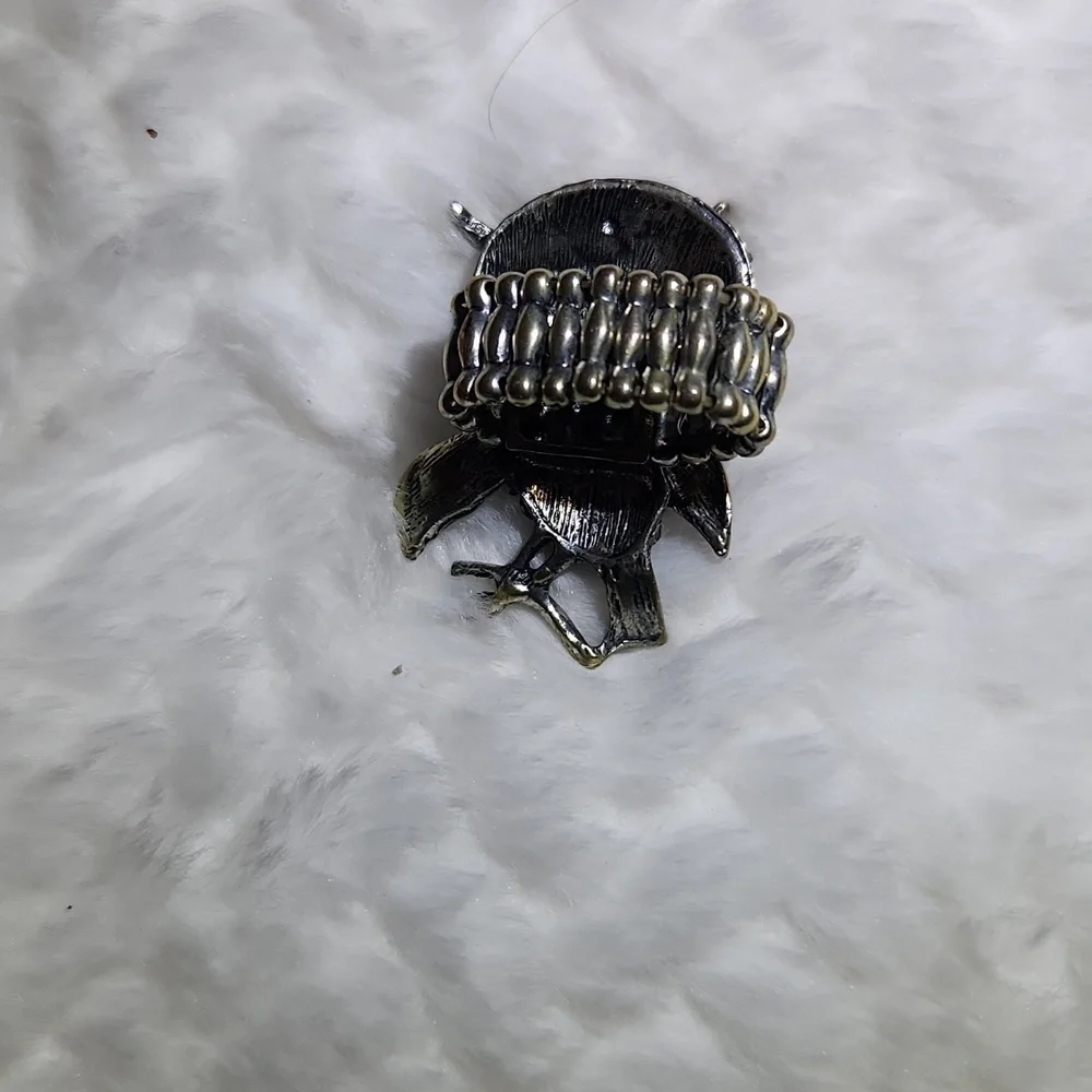 Crystal Owl Ring With Antique Finish- Nature Inspired Boho Art Jewelry Ring